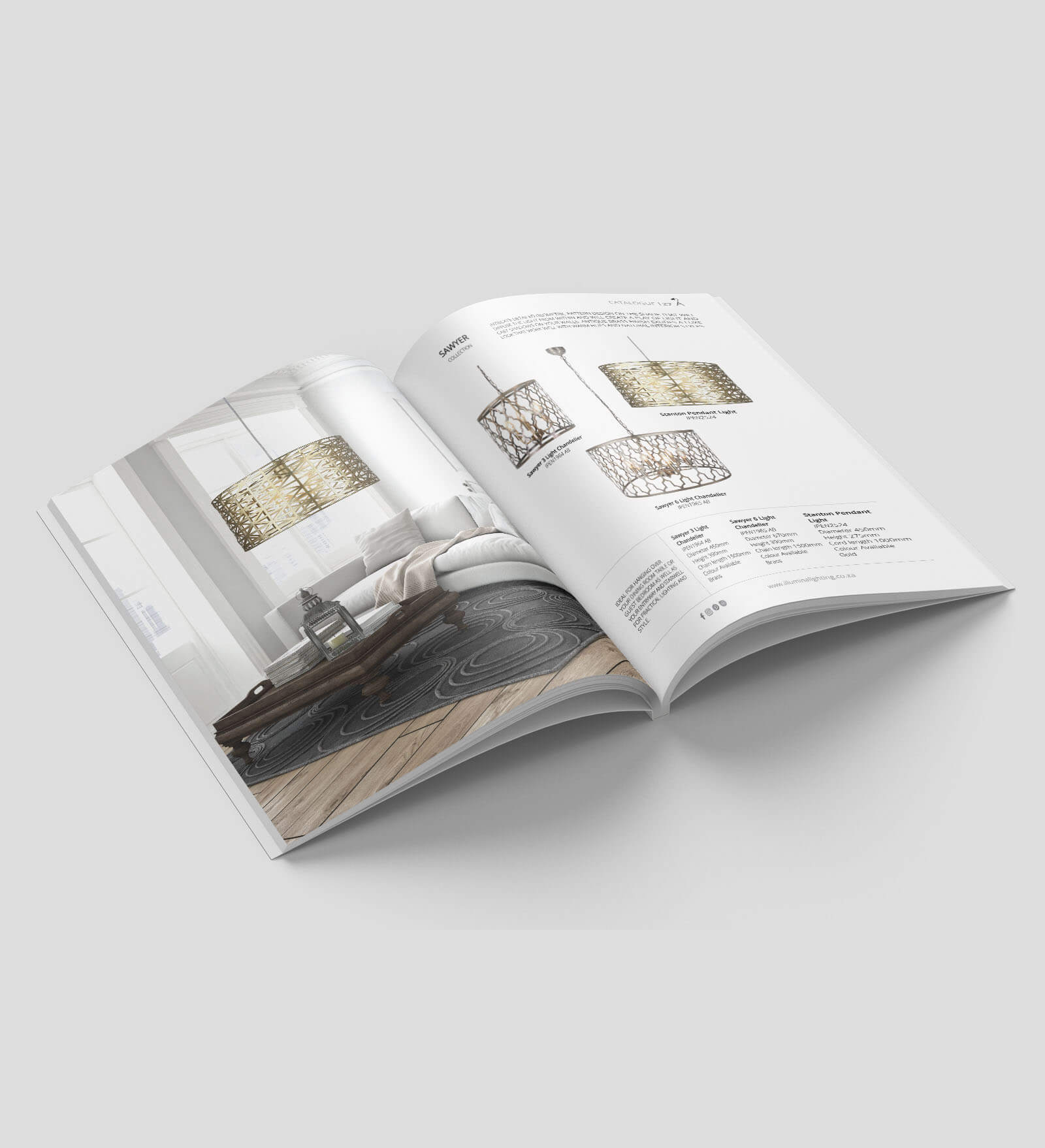 Inner pages for a lighting catalogue